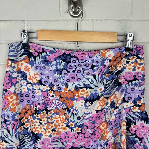 LOFT Multi Color Floral Side Ruffle Skirt Size M - Picture 4 of 7